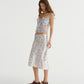 SATIN C FLOWER PRINT SKIRT (BLUE)