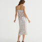 SATIN C FLOWER PRINT SKIRT (BLUE)