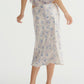 SATIN C FLOWER PRINT SKIRT (BLUE)