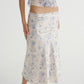 SATIN C FLOWER PRINT SKIRT (BLUE)