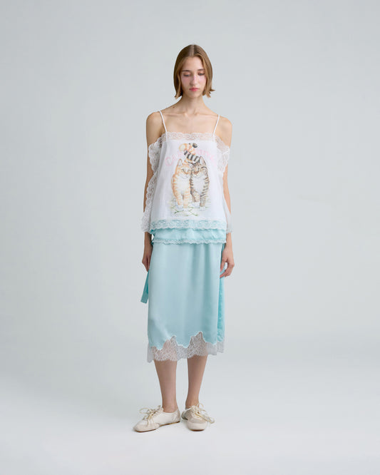 MIDI SATIN SKIRT (MINT)