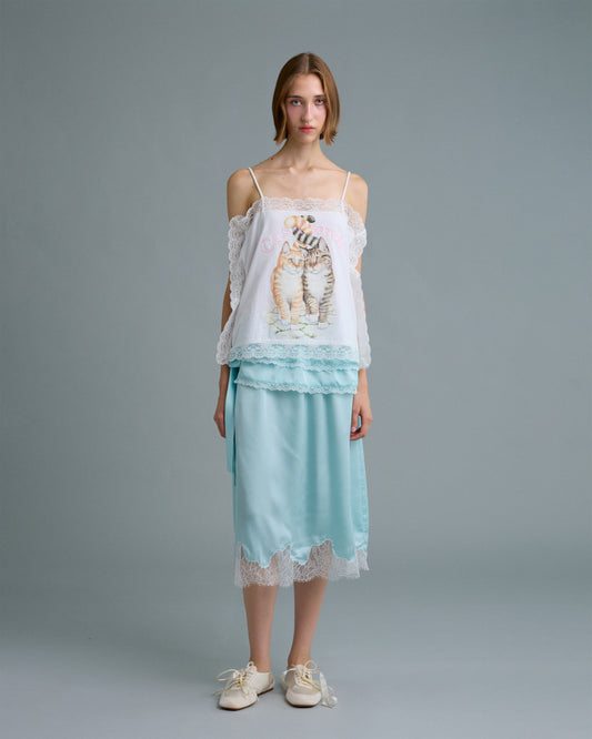 MIDI SATIN SKIRT (MINT)