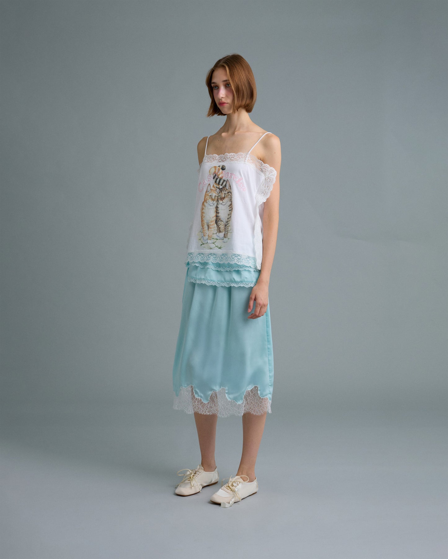 MIDI SATIN SKIRT (MINT)
