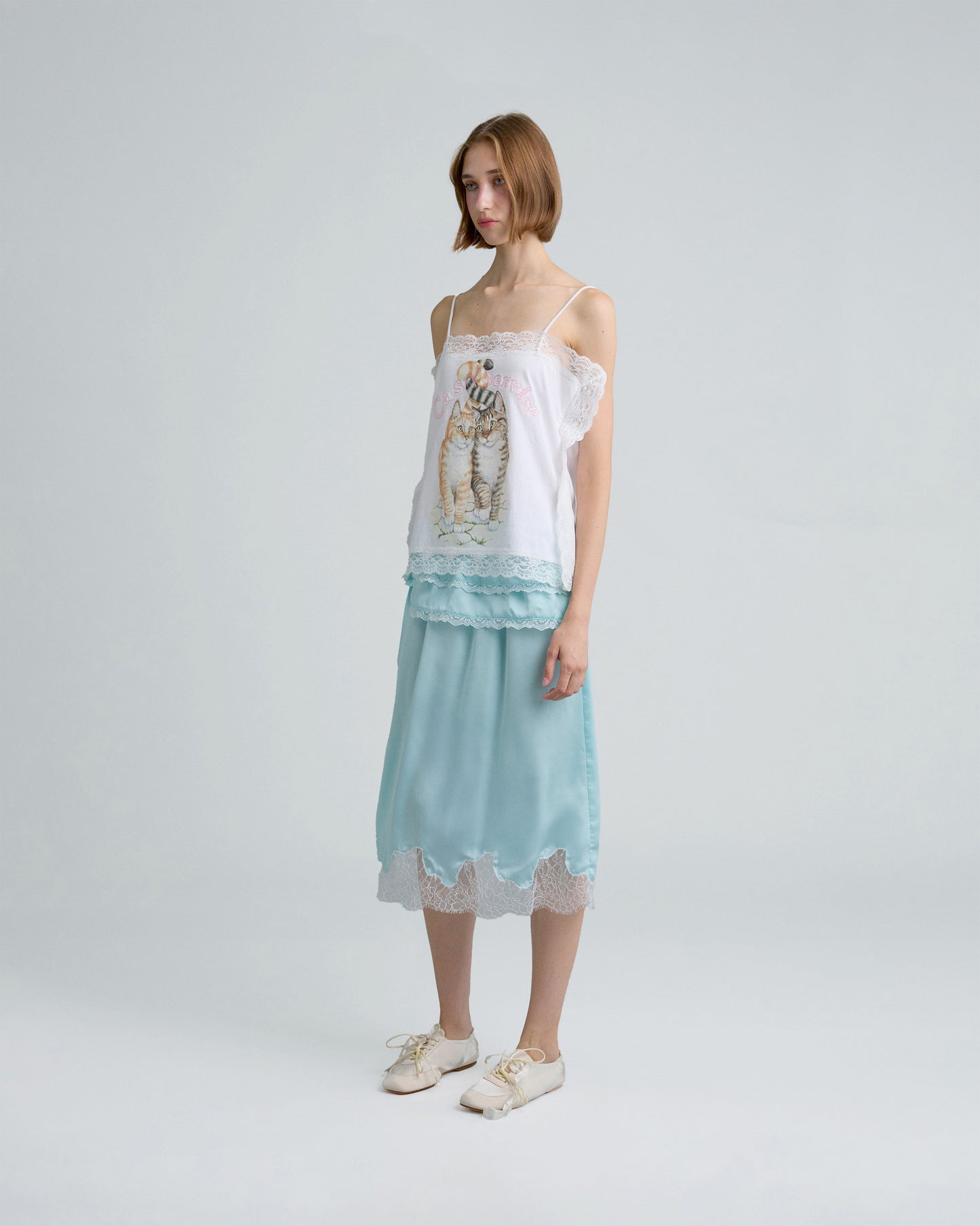 MIDI SATIN SKIRT (MINT)