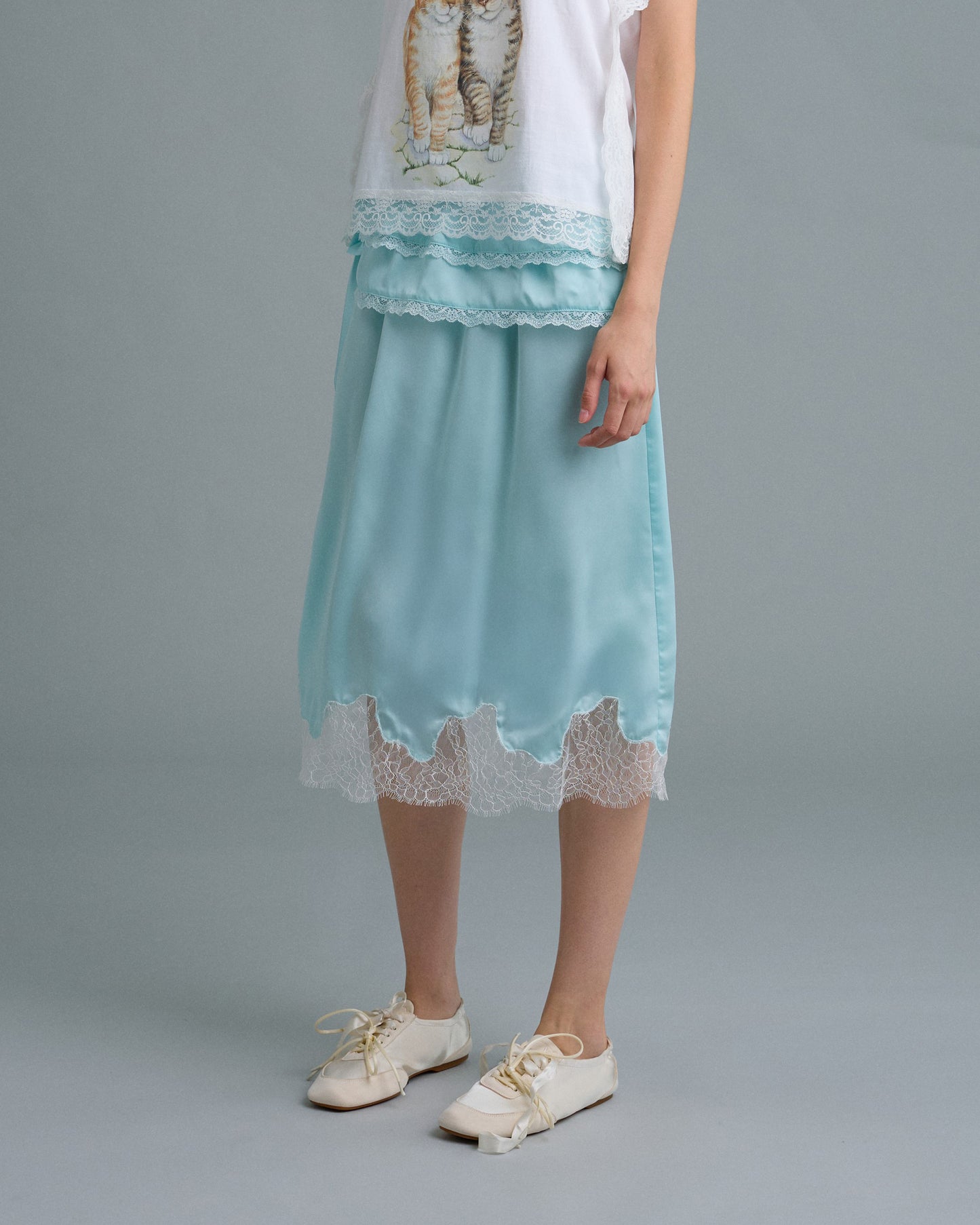 MIDI SATIN SKIRT (MINT)
