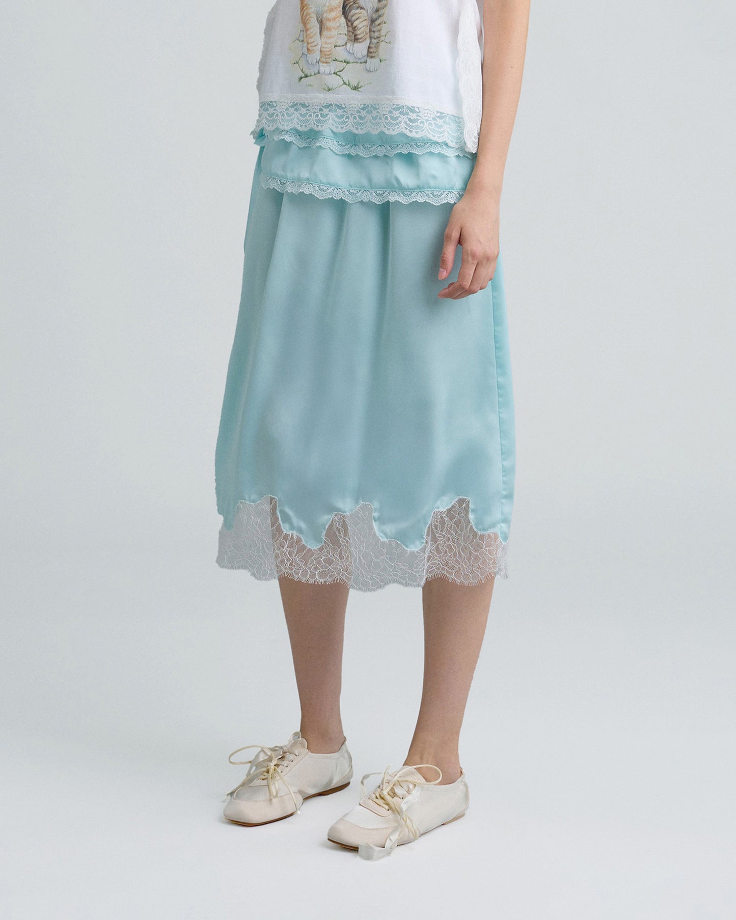 MINT SATIN MINI APRON