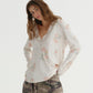V NECK FLORAL TOP (CREAM)