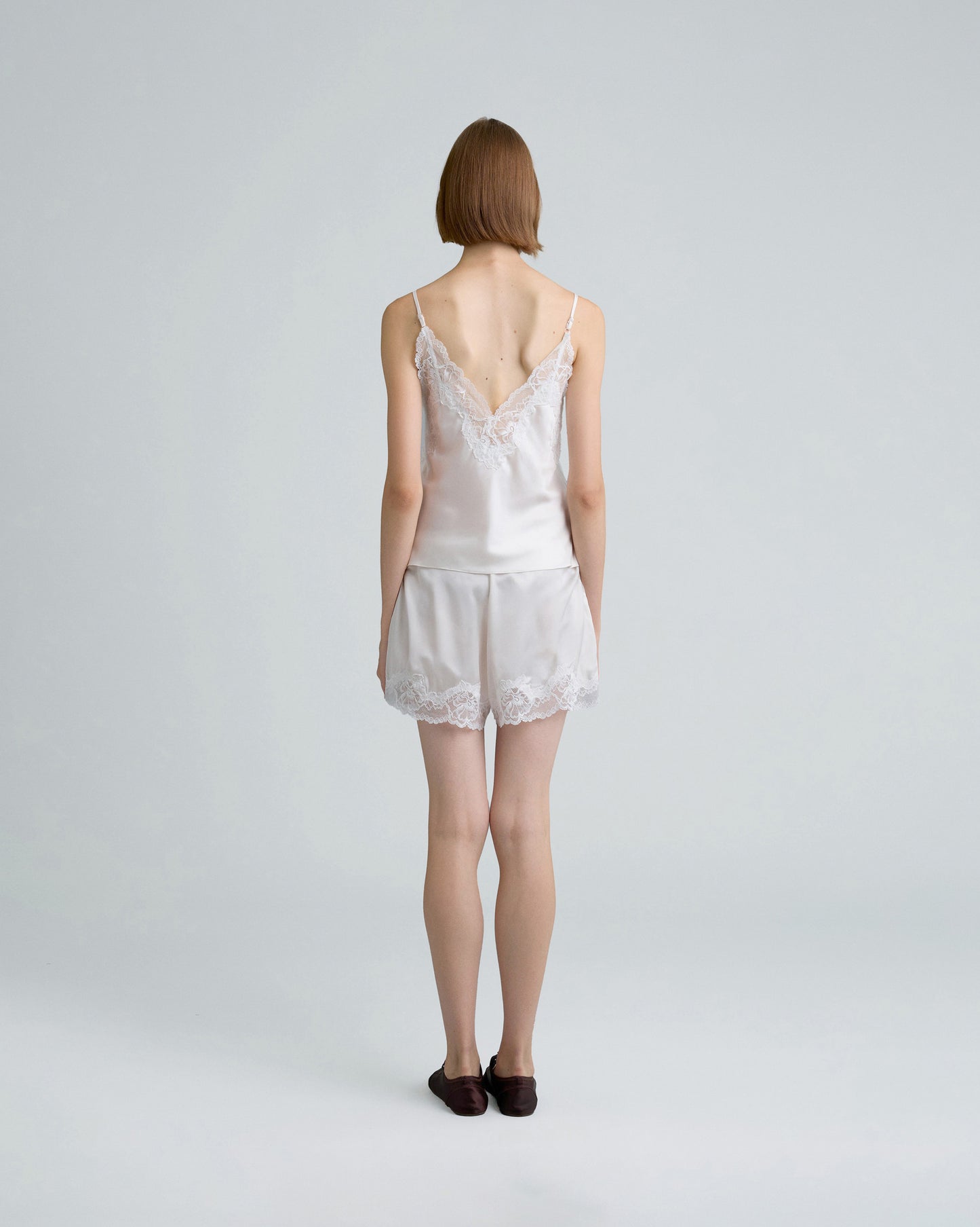 C LACE TRIMMED SATIN CAMISOLE (OFF WHITE)