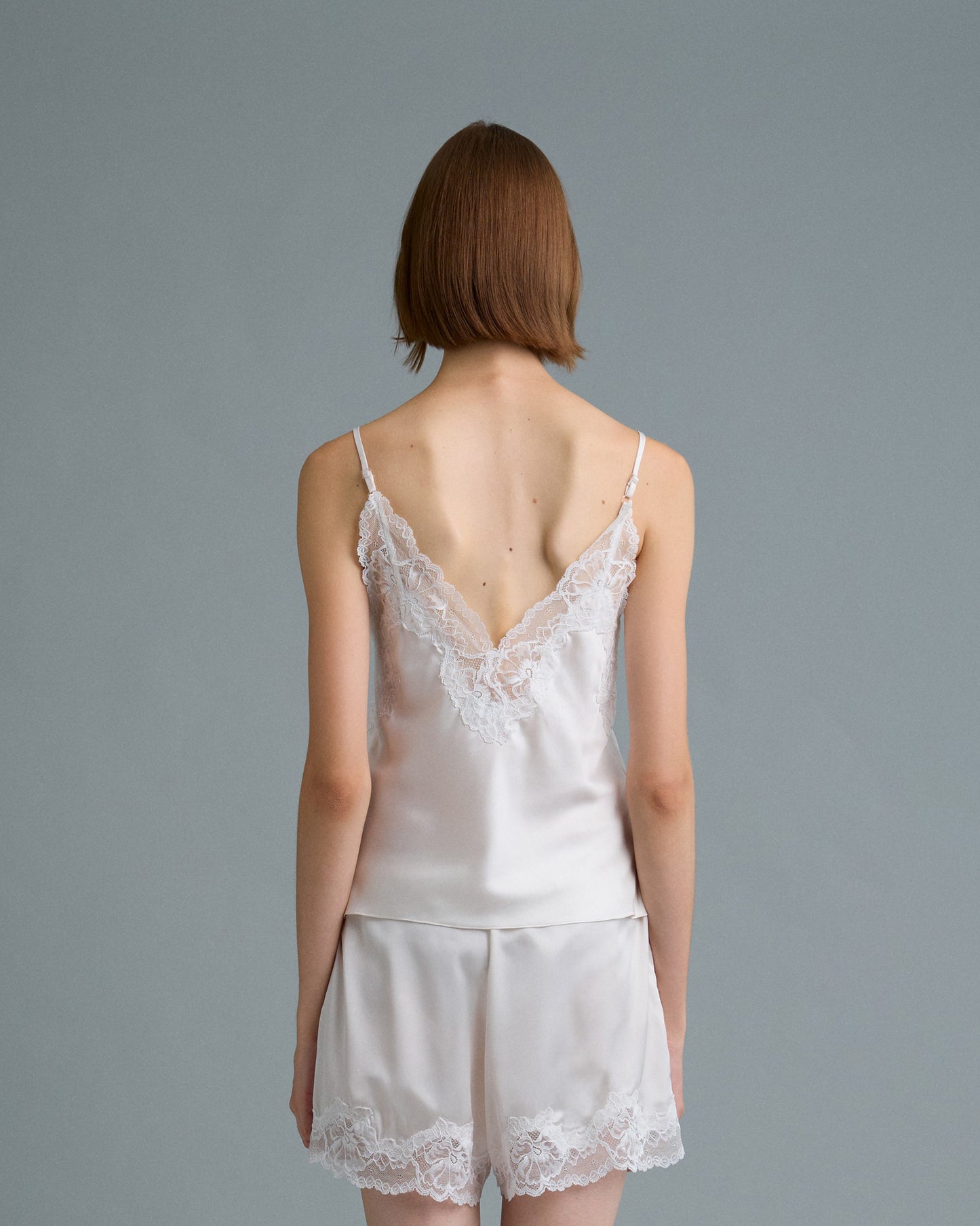 C LACE TRIMMED SATIN CAMISOLE (OFF WHITE)