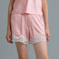 C LACE TRIMMED SATIN SHORTS (PEACH)