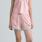 C LACE TRIMMED SATIN SHORTS (PEACH)