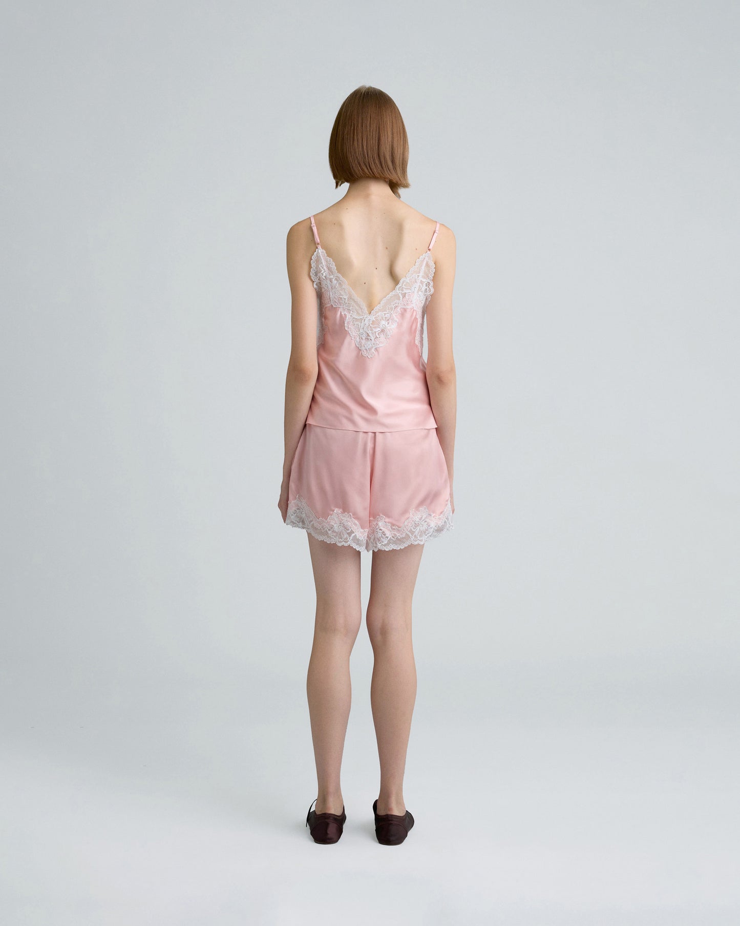 C LACE TRIMMED SATIN CAMISOLE (PEACH)