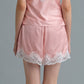 C LACE TRIMMED SATIN SHORTS (PEACH)