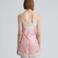 C LACE TRIMMED SATIN SHORTS (PEACH)