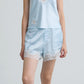C LACE TRIMMED SATIN SHORTS (BLUE)