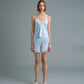 C LACE TRIMMED SATIN SHORTS (BLUE)