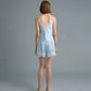 C LACE TRIMMED SATIN SHORTS (BLUE)