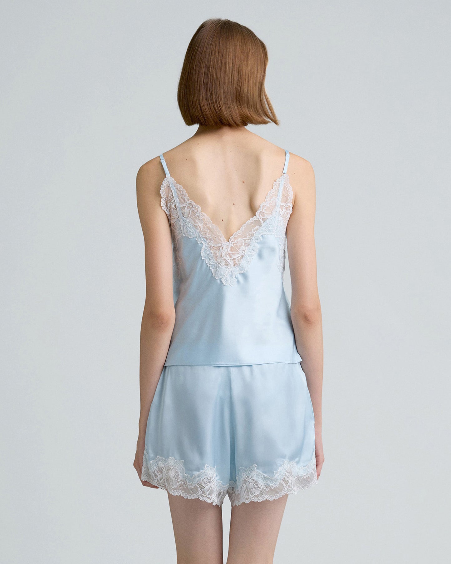 C LACE TRIMMED SATIN CAMISOLE (ฺBLUE)