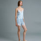C LACE TRIMMED SATIN SHORTS (BLUE)