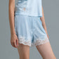 C LACE TRIMMED SATIN SHORTS (BLUE)