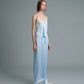 C LACE TRIMMED SATIN PANTS (BLUE)