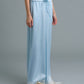 C LACE TRIMMED SATIN PANTS (BLUE)