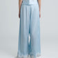 C LACE TRIMMED SATIN PANTS (BLUE)