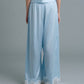 C LACE TRIMMED SATIN PANTS (BLUE)