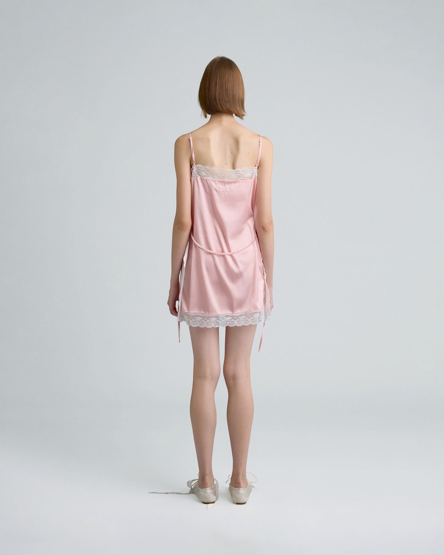 SQUARE SATIN MINI DRESS (PEACH)