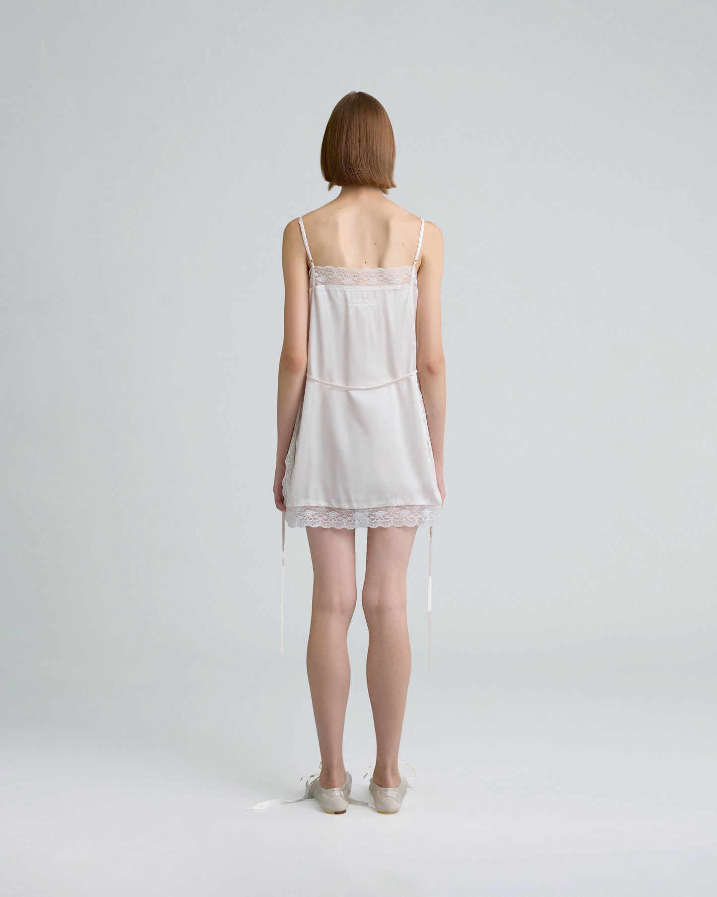 SQUARE SATIN MINI DRESS (OFF WHITE)
