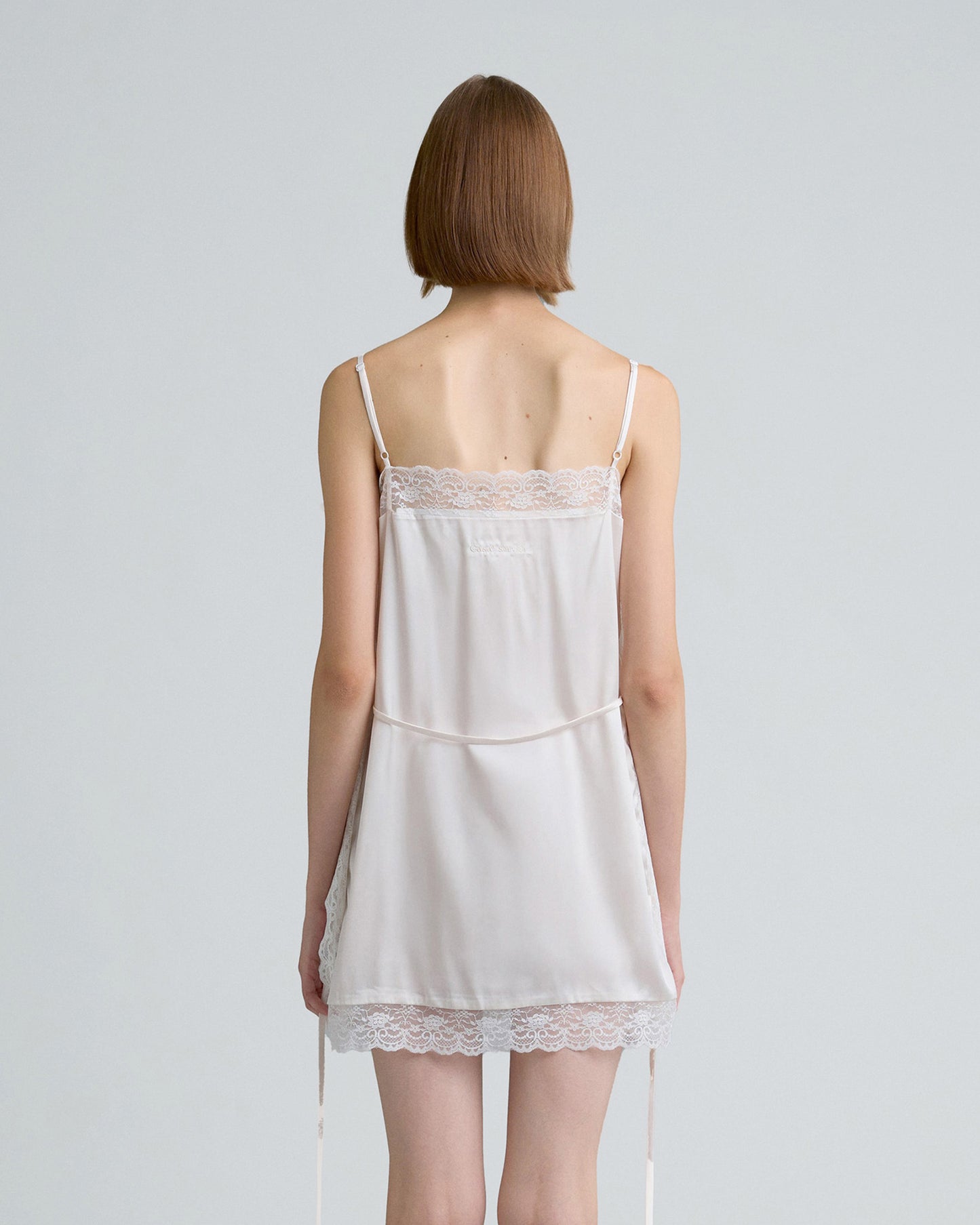 SQUARE SATIN MINI DRESS (OFF WHITE)