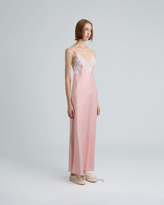 C BELLA SATIN MAXI DRESS (PEACH)