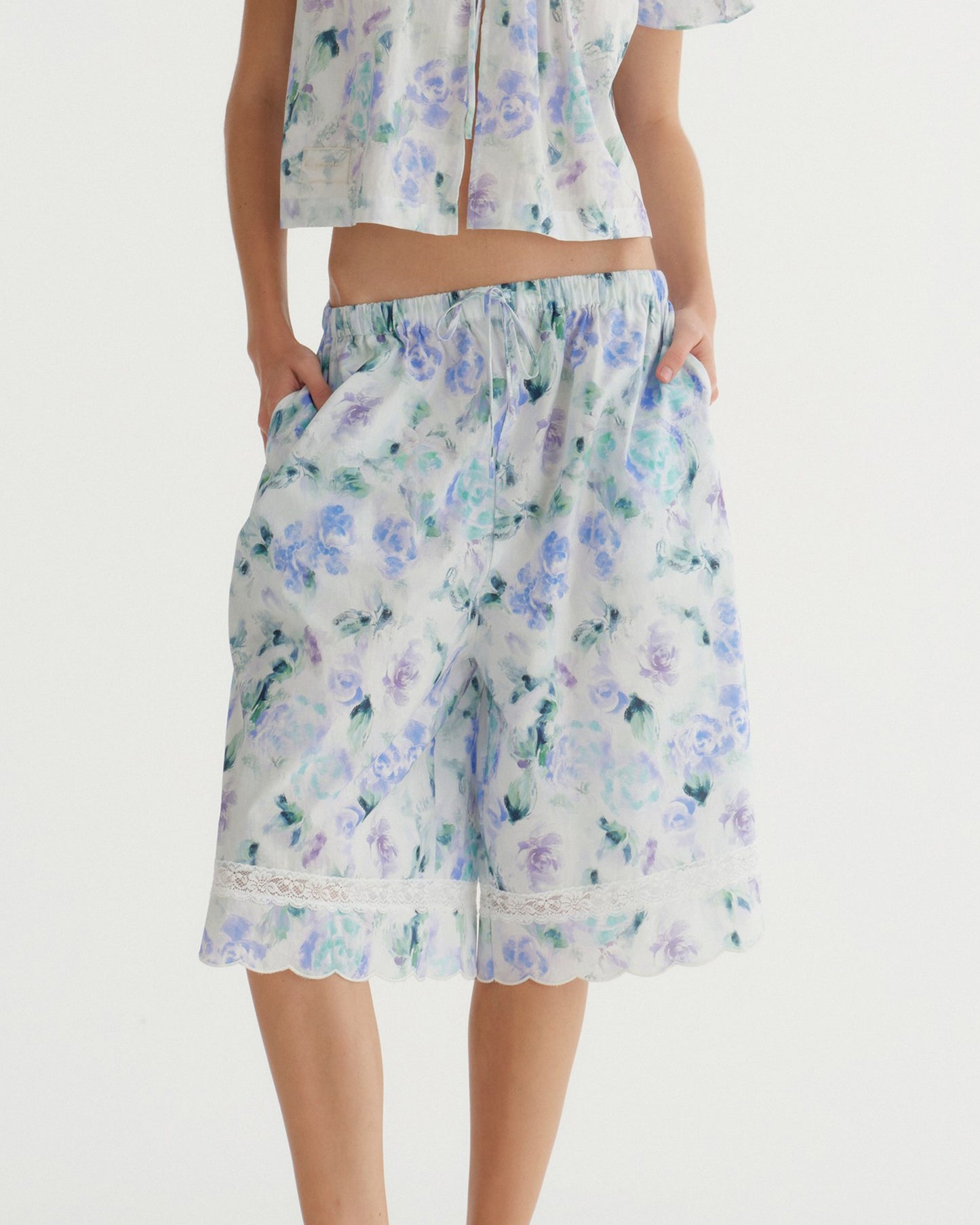 BLUE FLORAL BERMUDA SHORTS