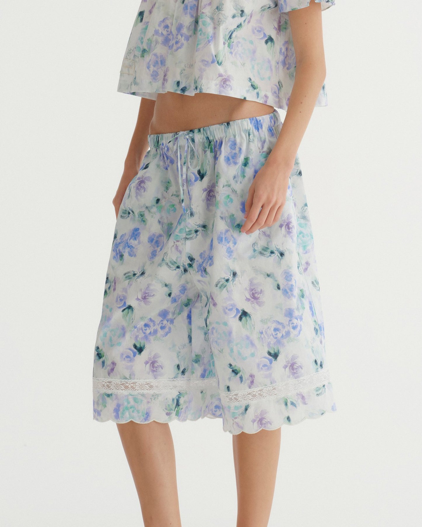 BLUE FLORAL BERMUDA SHORTS