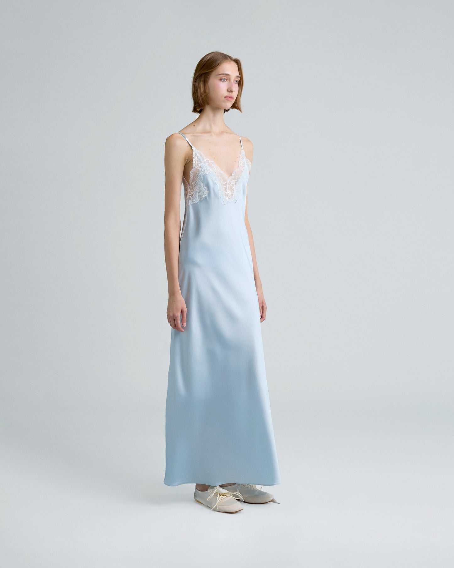 C BELLA SATIN MAXI DRESS (BLUE)