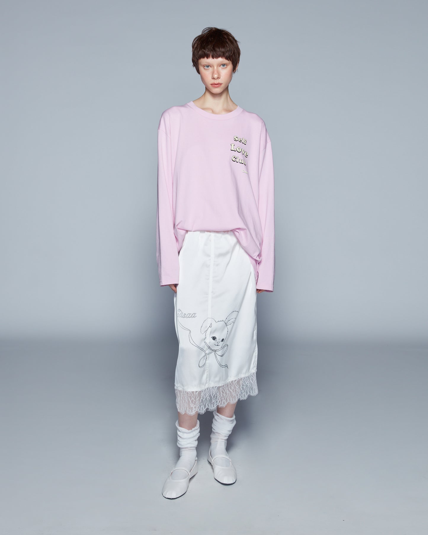 MIDI SATIN SKIRT (OFF WHITE)
