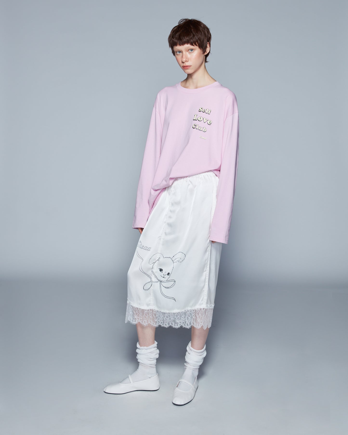 MIDI SATIN SKIRT (OFF WHITE)