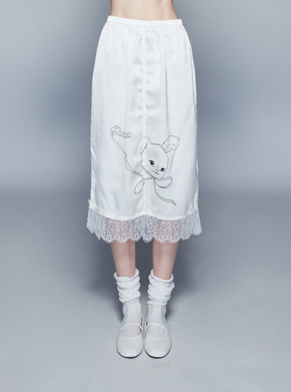 MIDI SATIN SKIRT (OFF WHITE)