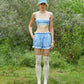 LACE TRIMMED SHORTS (BLUE)