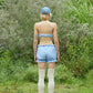 LACE TRIMMED SHORTS (BLUE)