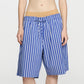 BLUE RIBBED WAISTED BERMUDA SHORTS