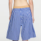 BLUE RIBBED WAISTED BERMUDA SHORTS