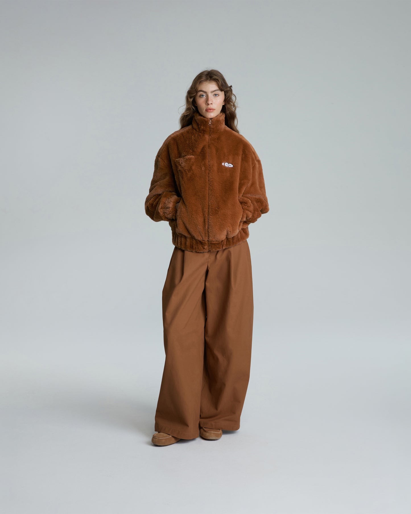 FAUX FUR FRONT ZIP JACKET