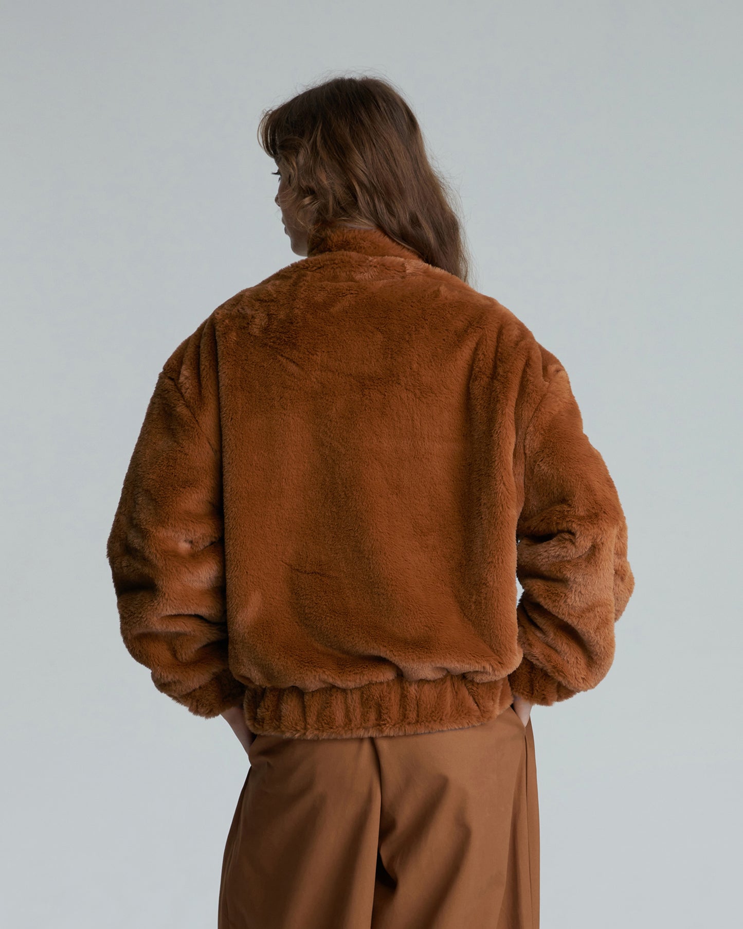 FAUX FUR FRONT ZIP JACKET