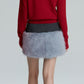 FAUX FUR MINI SKIRT (BLUE GREY)