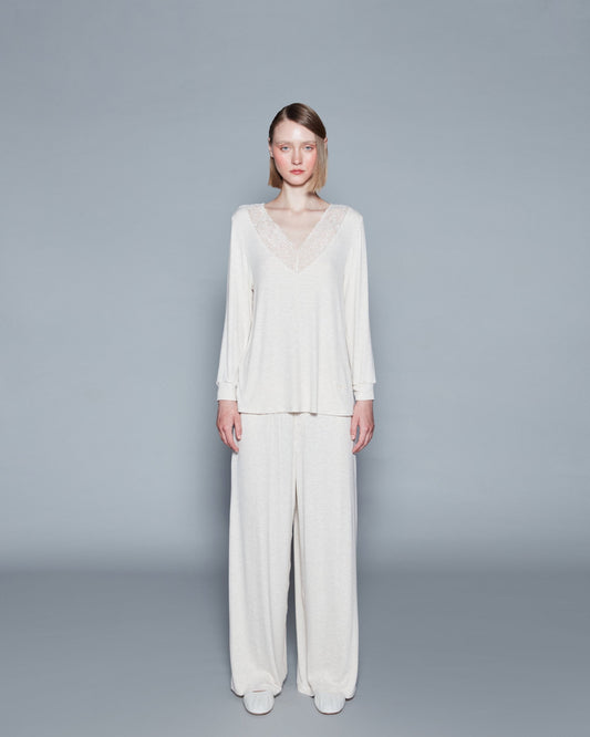 RIBBED PJ SET (CREAM)