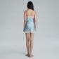 SATIN MINI DRESS (BLUE)