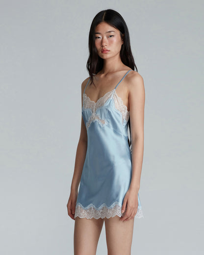 SATIN MINI DRESS (BLUE)