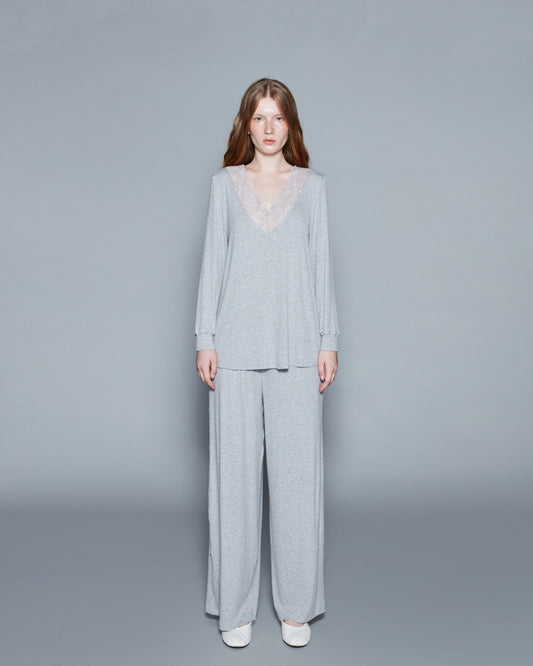 RIBBED PJ SET (GREY)