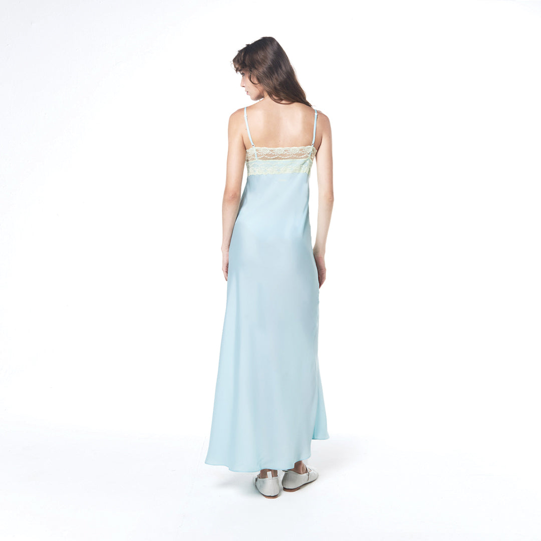 SATIN MAXI DRESS (BLUE)